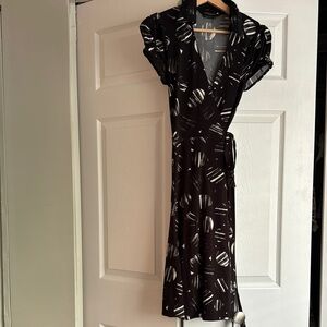 Elegant Black and White Wrap Dress